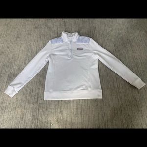VINEYARD VINES Classic Shep Half Zip Pullover With Blue and White Stripes-S